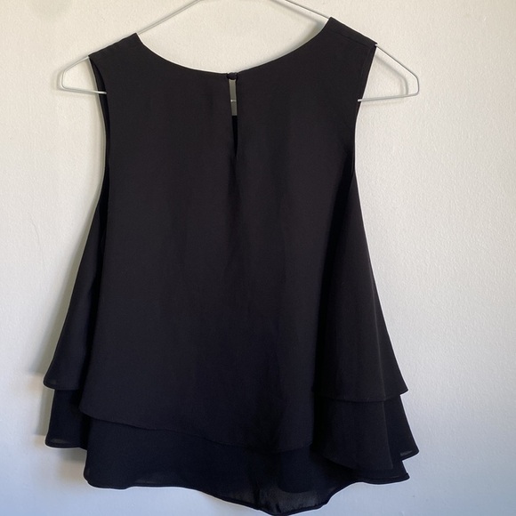 ZARA Sleeveless Layered Office Blouse Top • Solid Black • XS - Picture 3 of 9
